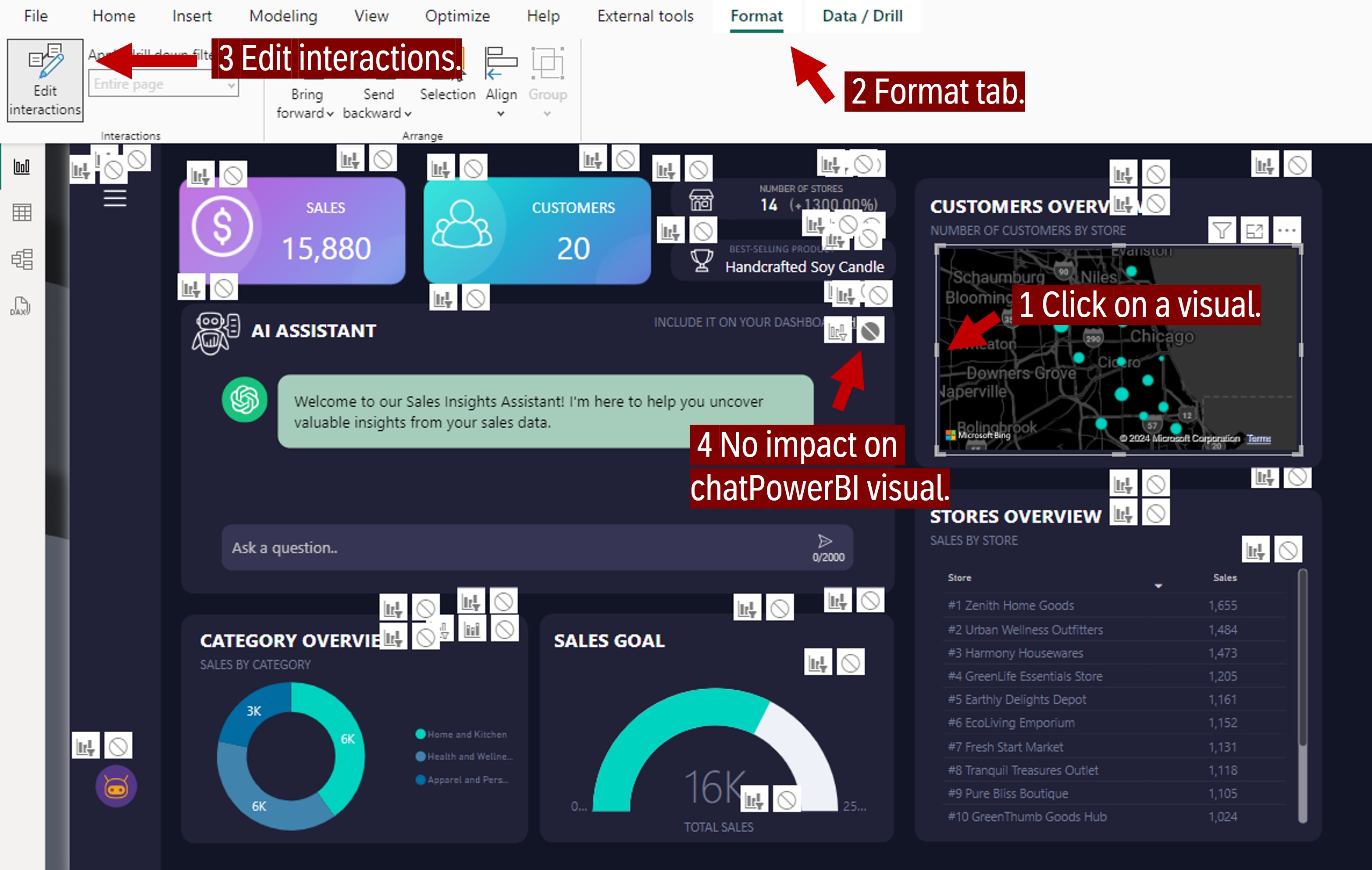 Edit interactions - chatPowerBI