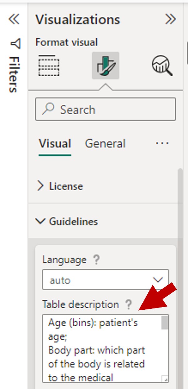 Table description - chatPowerBI