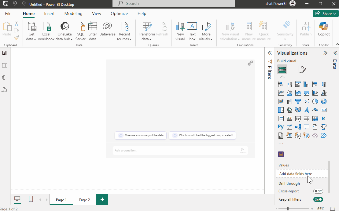 Conversation starters restrict questions - chaPowerBI