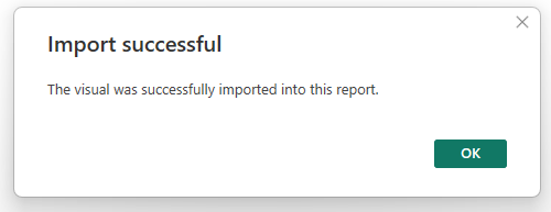 Screenshot of the Power BI successful import dialog box.